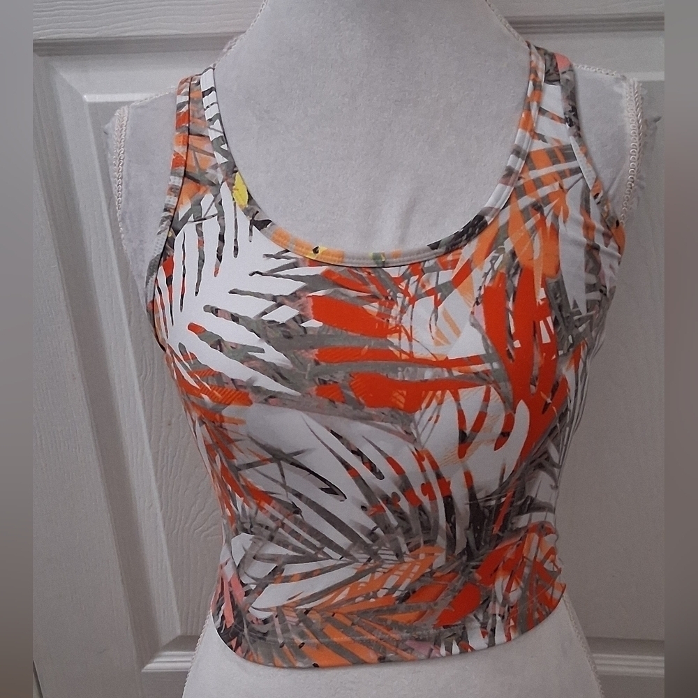 Calvin Klein Tropical Print Cropped Work Out Top Size S